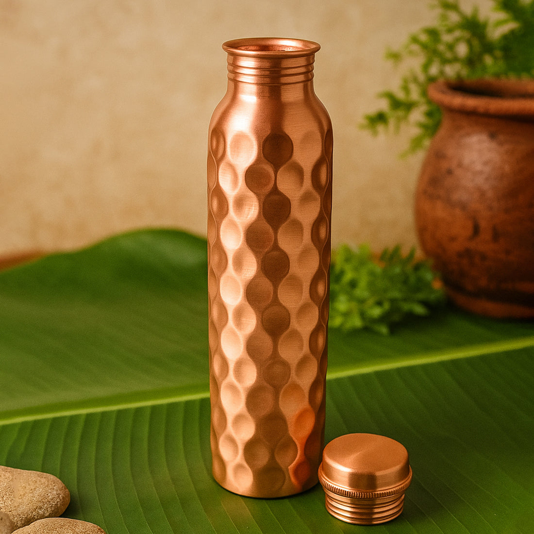 Copper Water Bottle Set with 2 Glasses and Gift Box – 3 Pieces