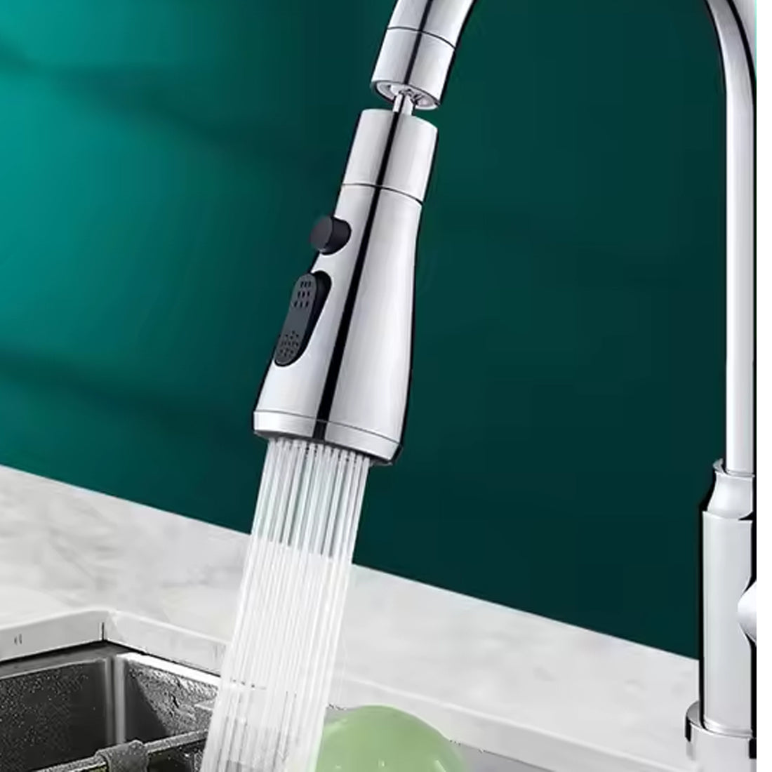3-Function Pull-Down Kitchen Faucet with Sink Sprayer (1 Pc)