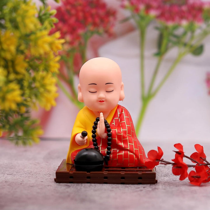 Solar Buddha Statue – Moving Head & Hand for Home & Car Decor