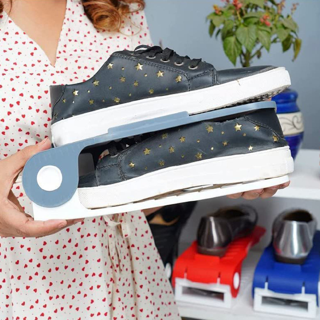 Adjustable Plastic Shoe Organizer - Space Saver Rack, 1 Pc
