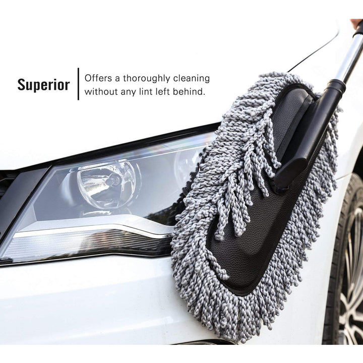 Car Duster with Retractable Soft Handle – Microfiber Cleaning Kit