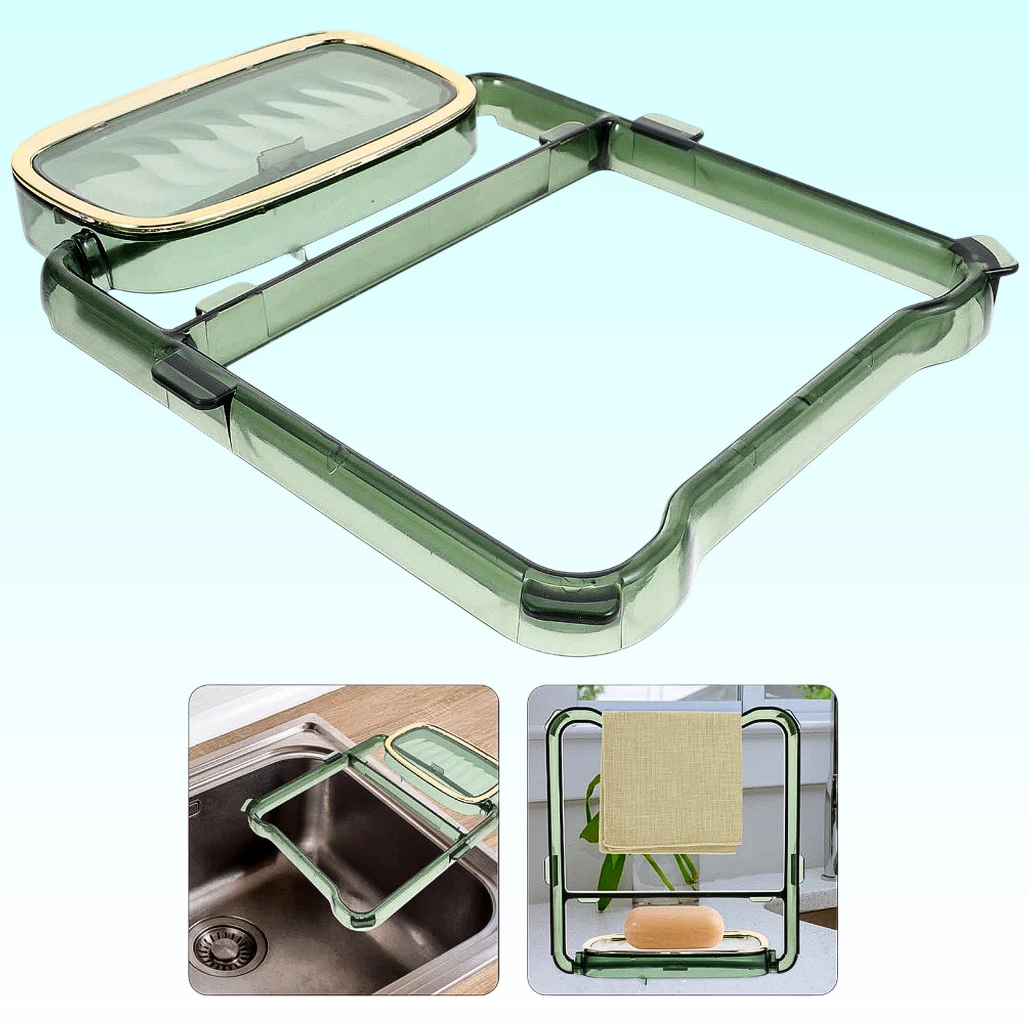 2-in-1 Self-Adhesive Towel Hanger and Soap Holder Stand (1 Pc)