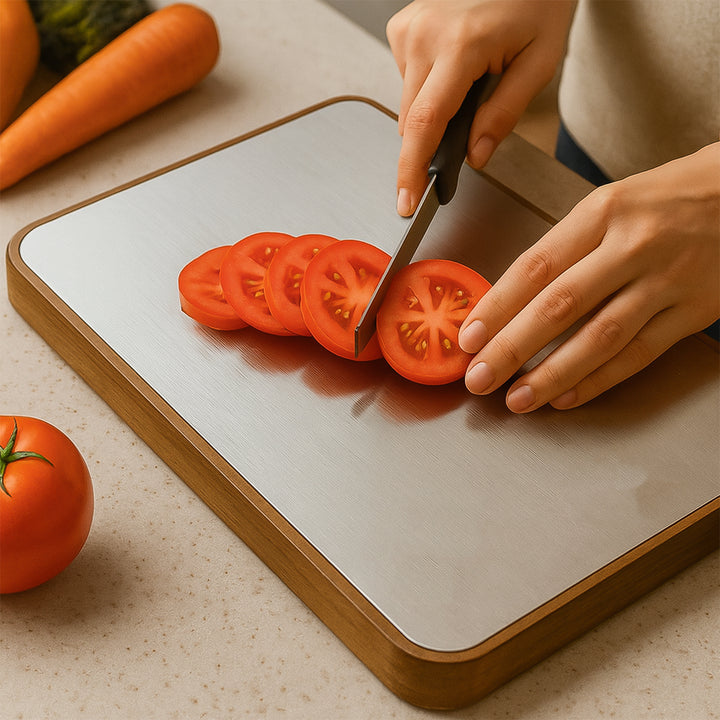 Apex Steel Oak Cutting Board with Wooden Handle – Medium Size (1 Pc)