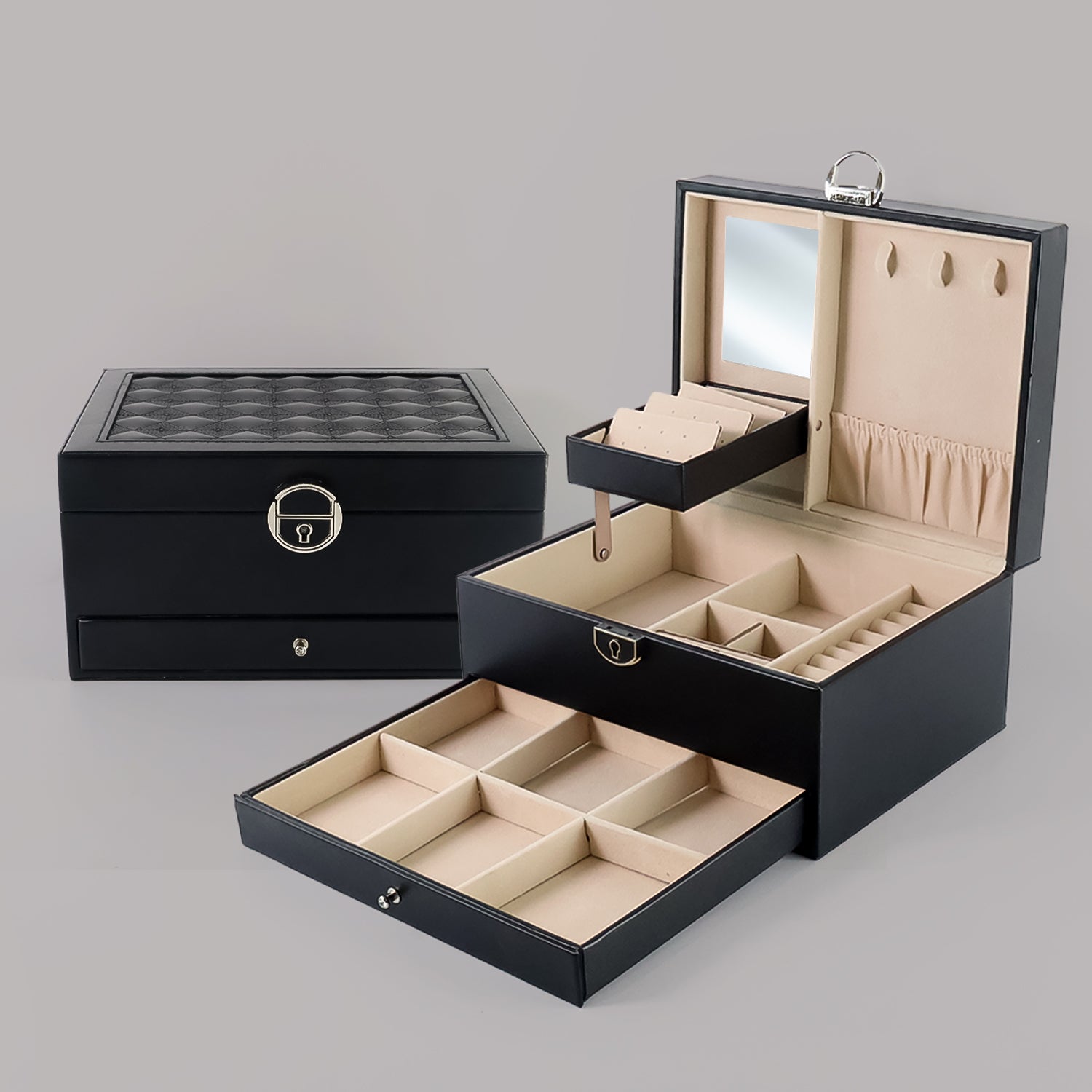 Multi-Layer Jewelry Organizer Box with Compartments