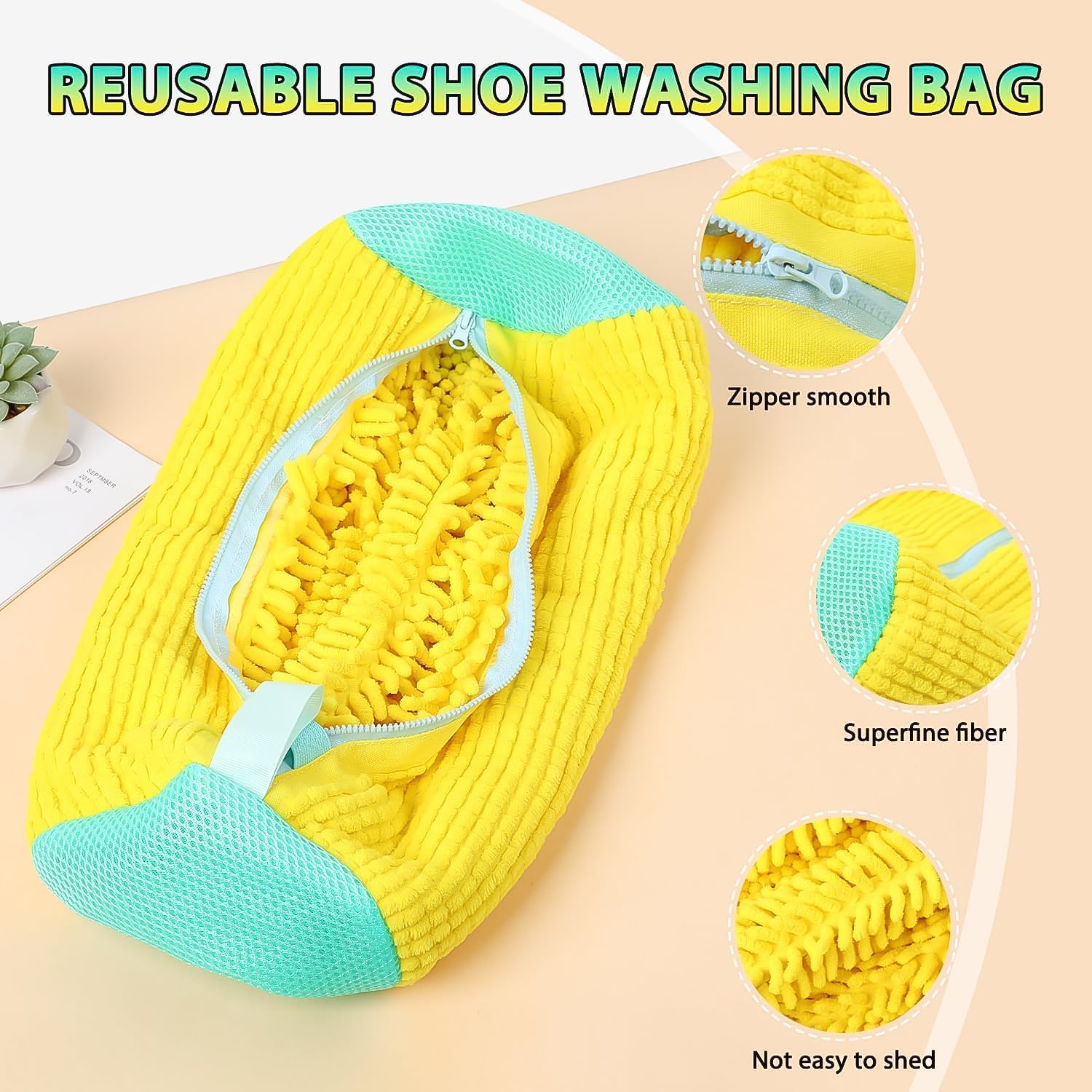 Shoe Cleaning Mop Cover with Microfiber Chenille – Zipper Closure (1 Pc)