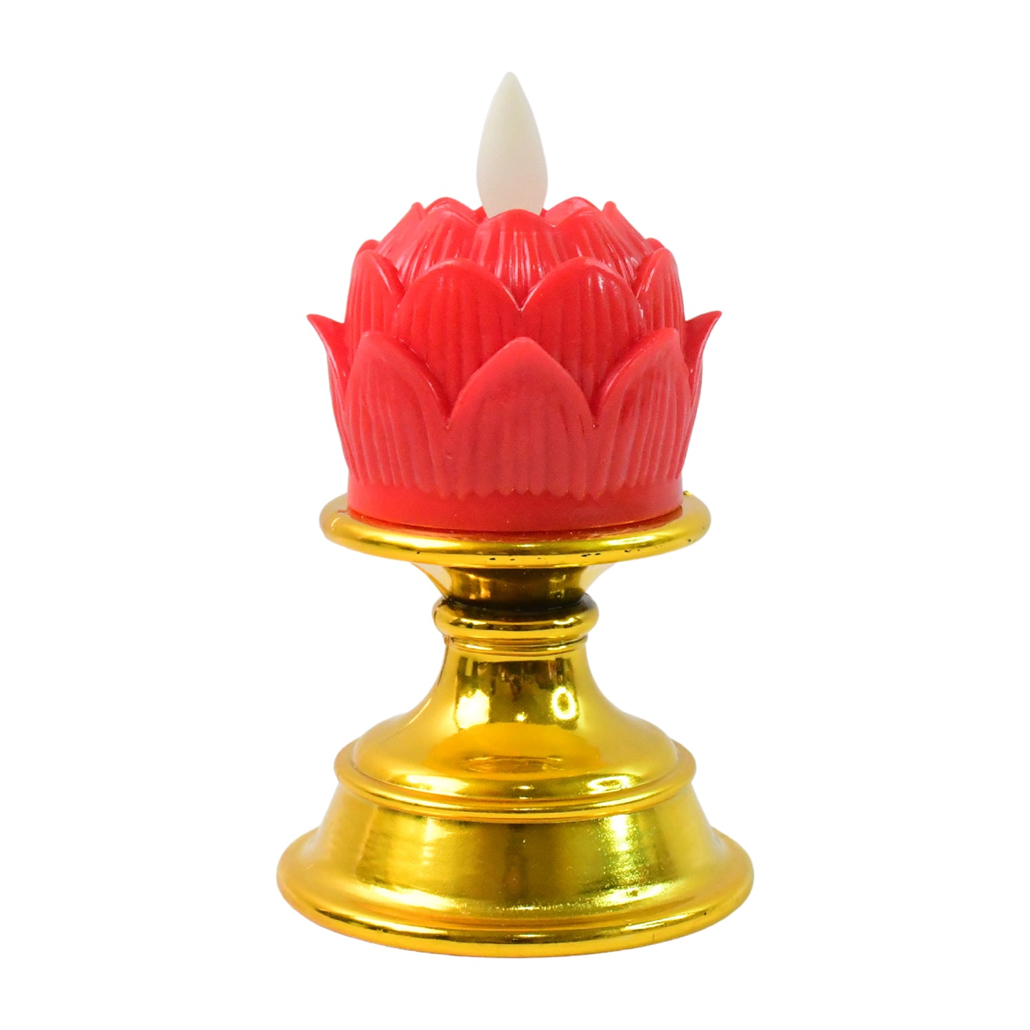 Premium Lotus LED Flameless Candle with Decorative Holder (1 Pc)