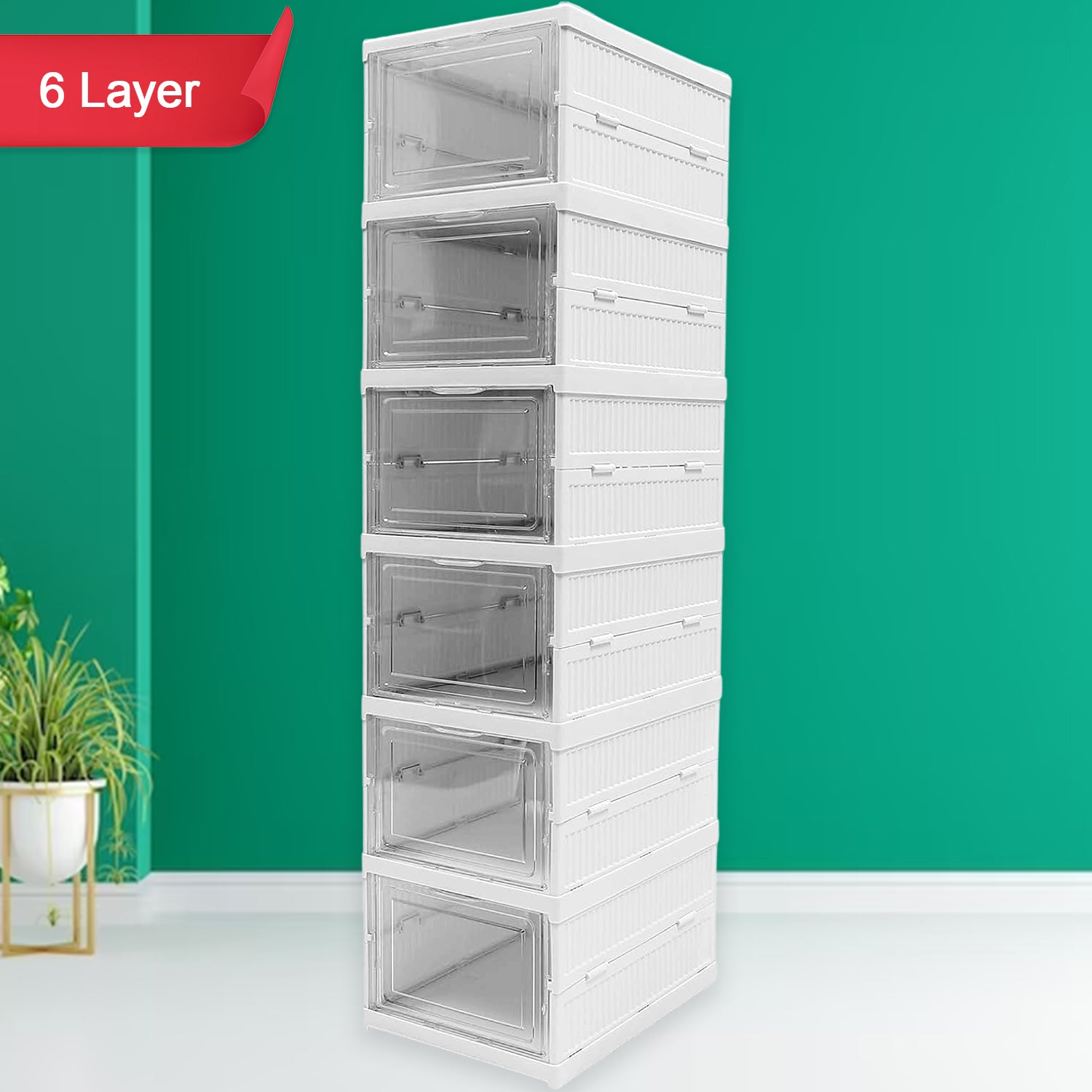 6 Layer Foldable Storage Organizer Rack for Home and Kitchen (1 Pc)
