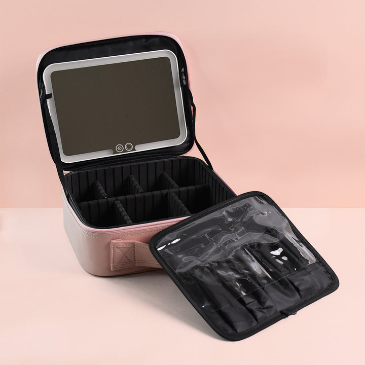 Pink LED Light Premium Makeup Organizer Box – Stylish Storage (1 Pc)