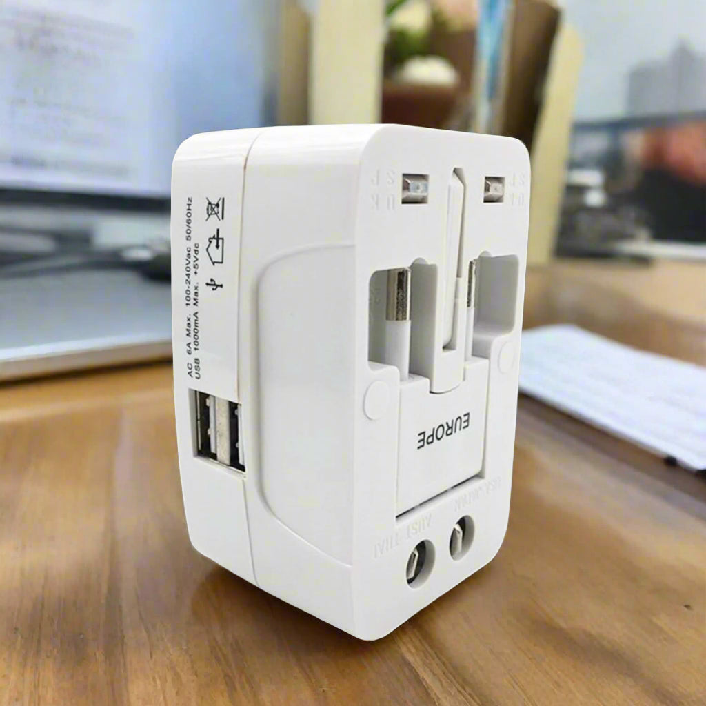 All-in-One Universal Travel Adapter – AU, UK, US, EU with USB