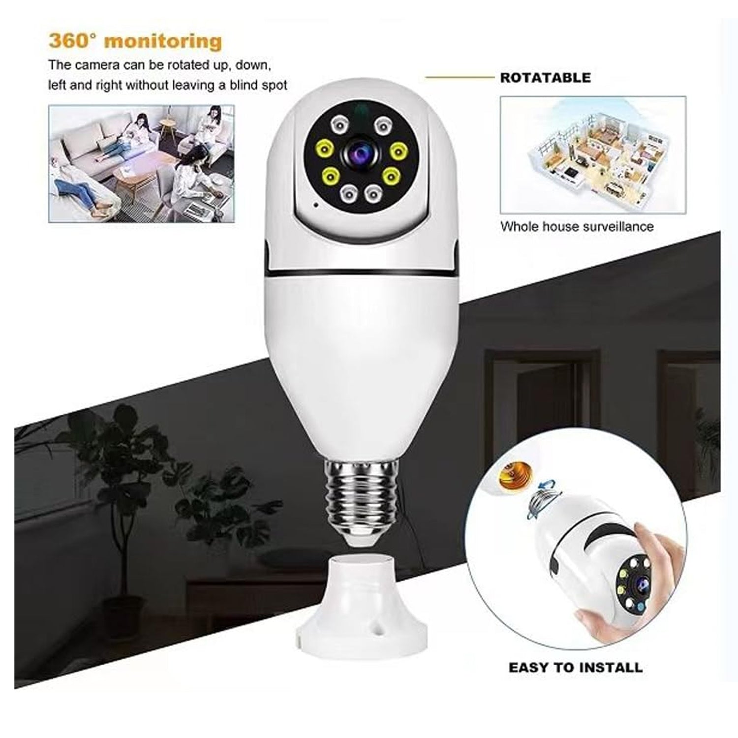 V380 Pro 360° Fisheye Wireless CCTV Camera - WiFi, 1-Pack
