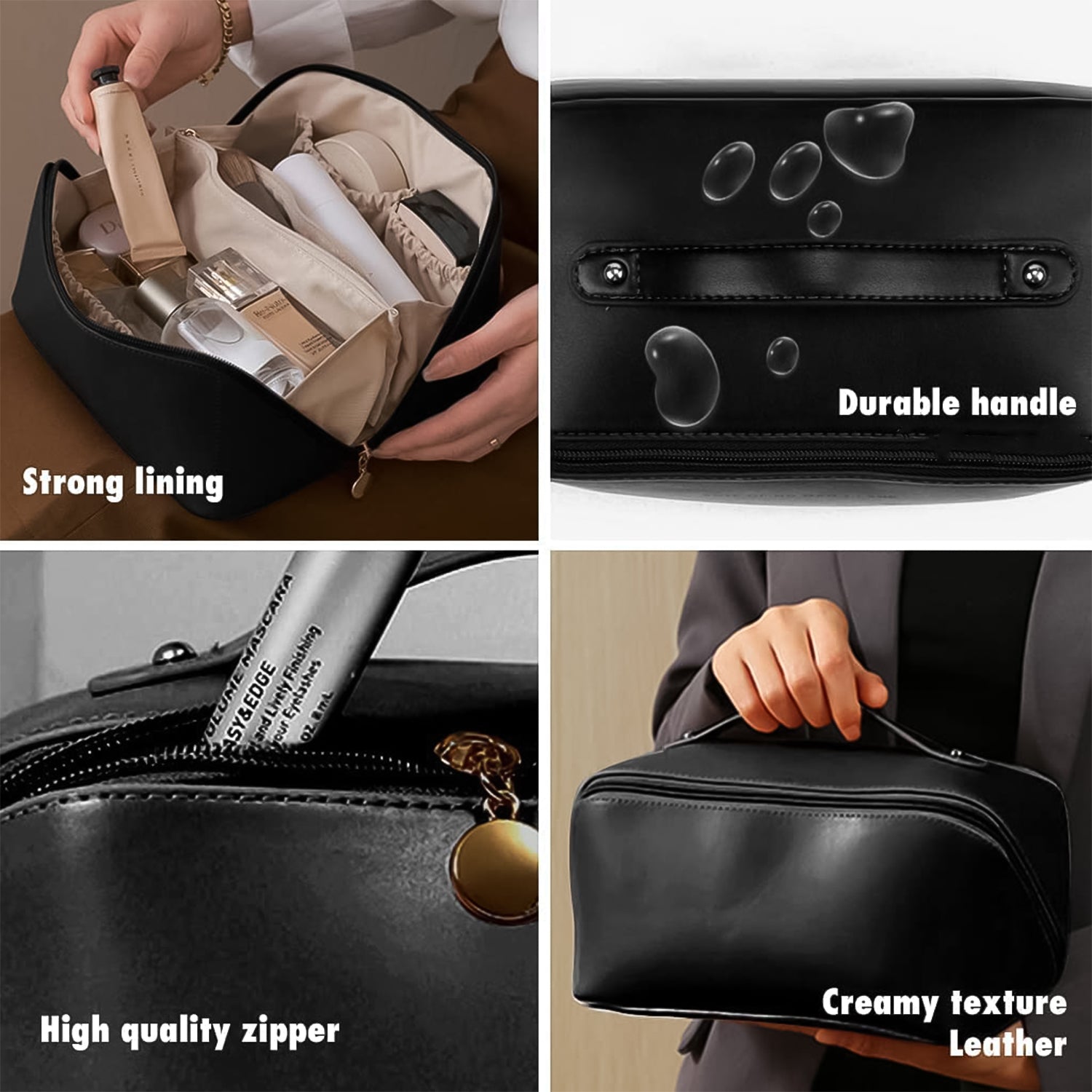 Premium Travel Makeup & Toiletry Organizer Pouch with Zipper Handle