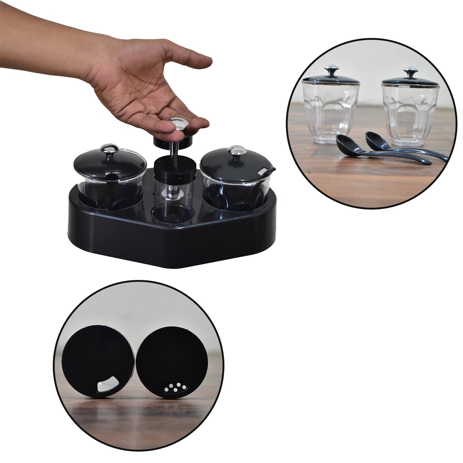 Ganesh Rendy Condiment Set with Transparent Spice Jar (Plastic)