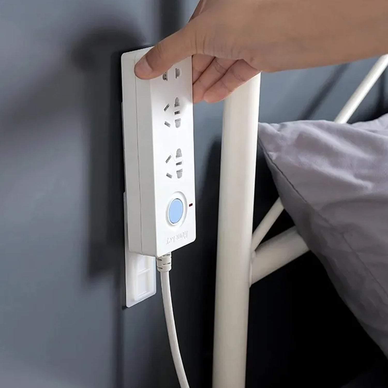 Self-Adhesive Wall Mount Plug Organizer - Reusable, No Residue