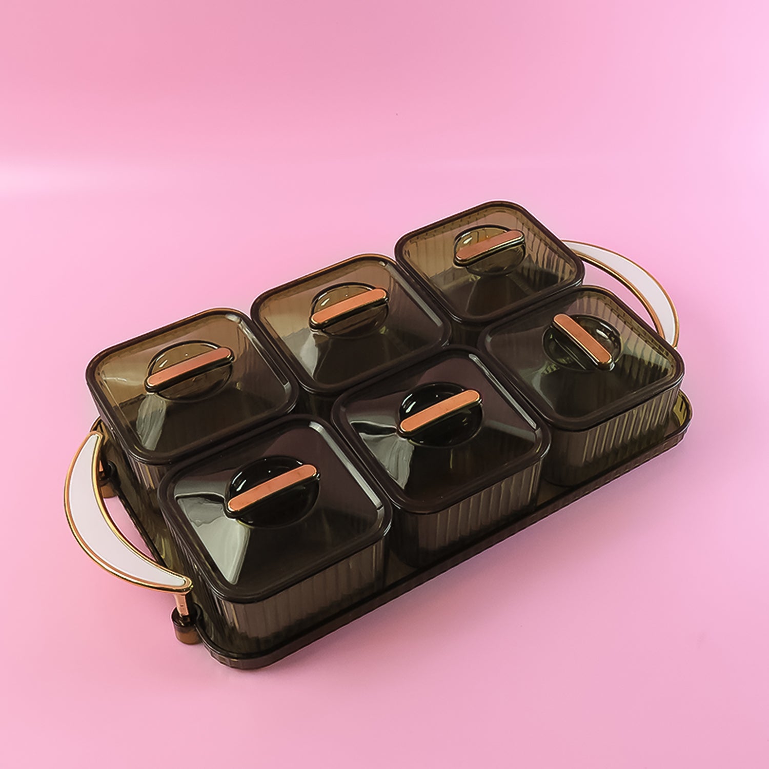 Liger Multipurpose Spice Jar Set with Tray & Lids - 400ml (6 Pc)