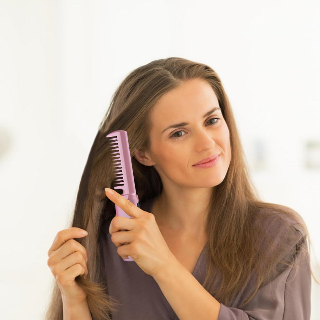 Rechargeable Mini Hair Straightener – USB Charging, 3 Temp Settings