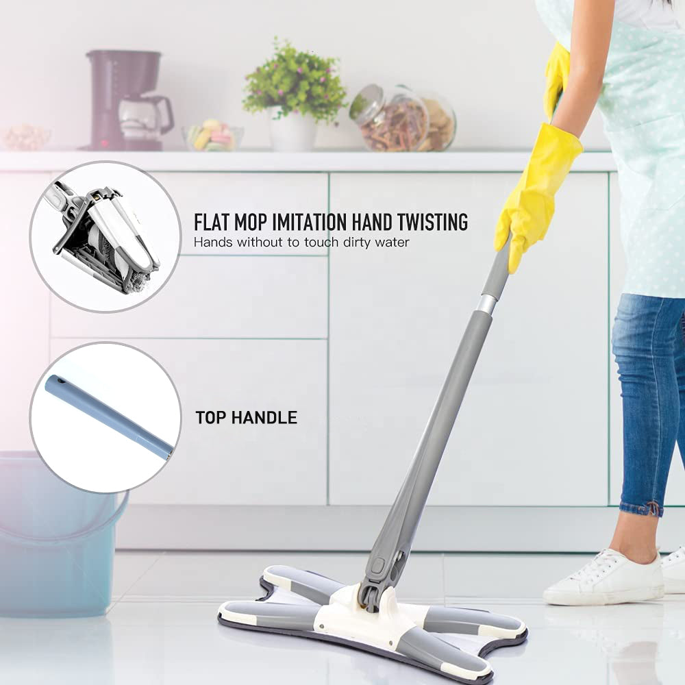 X-Shape Hands-Free Flat Mop – 360° Wet & Dry Floor Cleaner