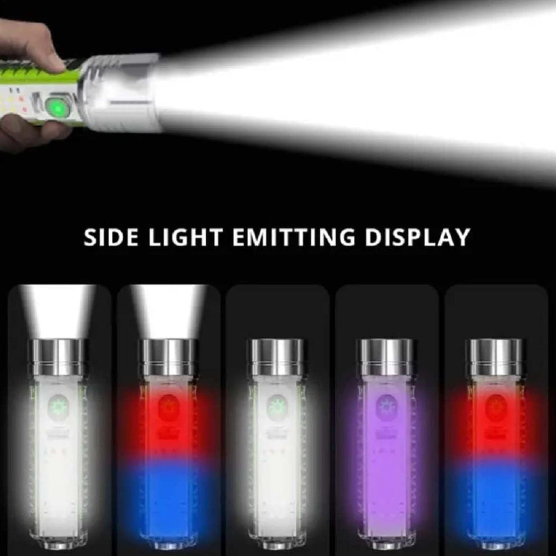 Rechargeable LED Flashlight with USB – Portable Torch Light (1 Pc)