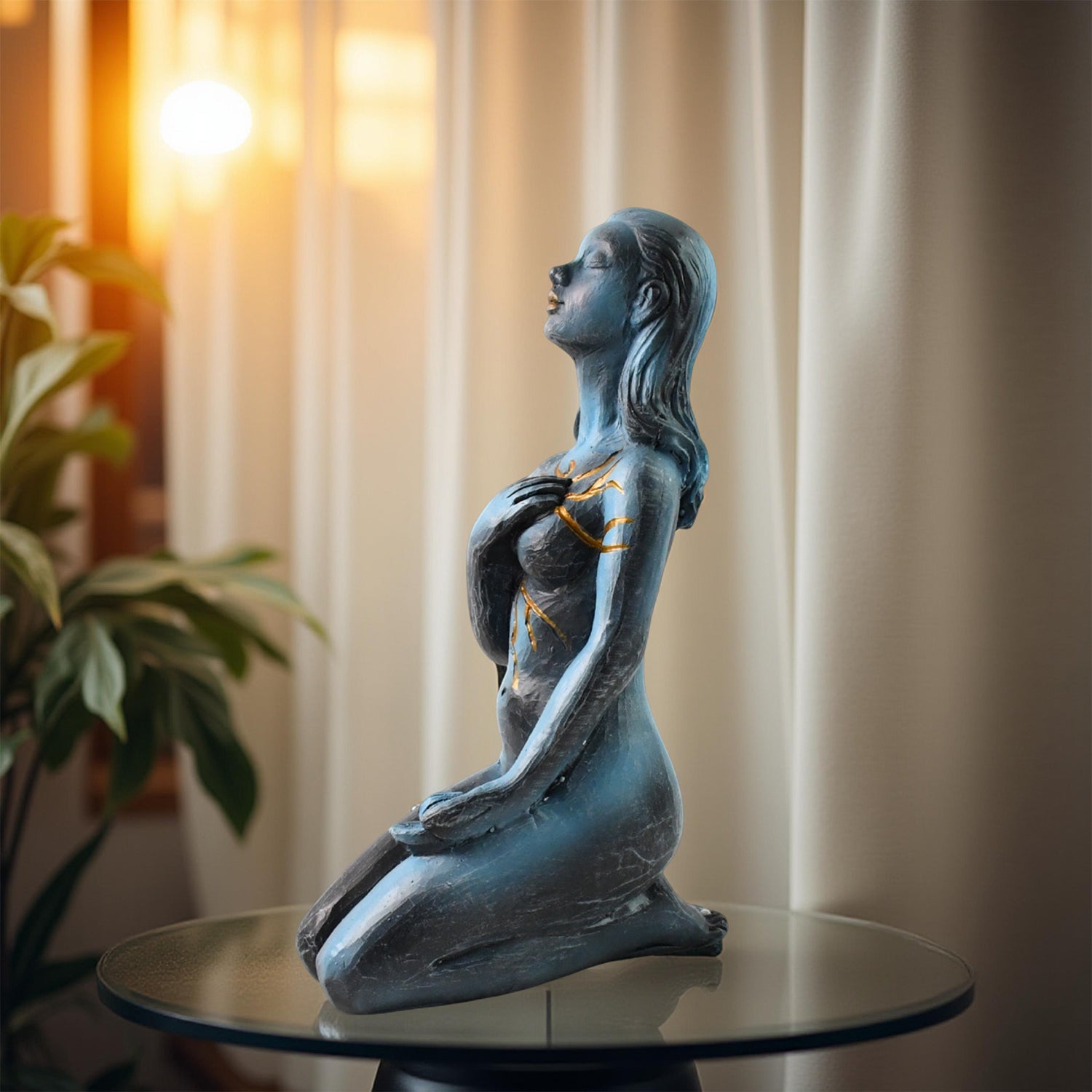 Elegant Resin Kneeling Woman Statue – Decorative Art Piece (1 Pc)