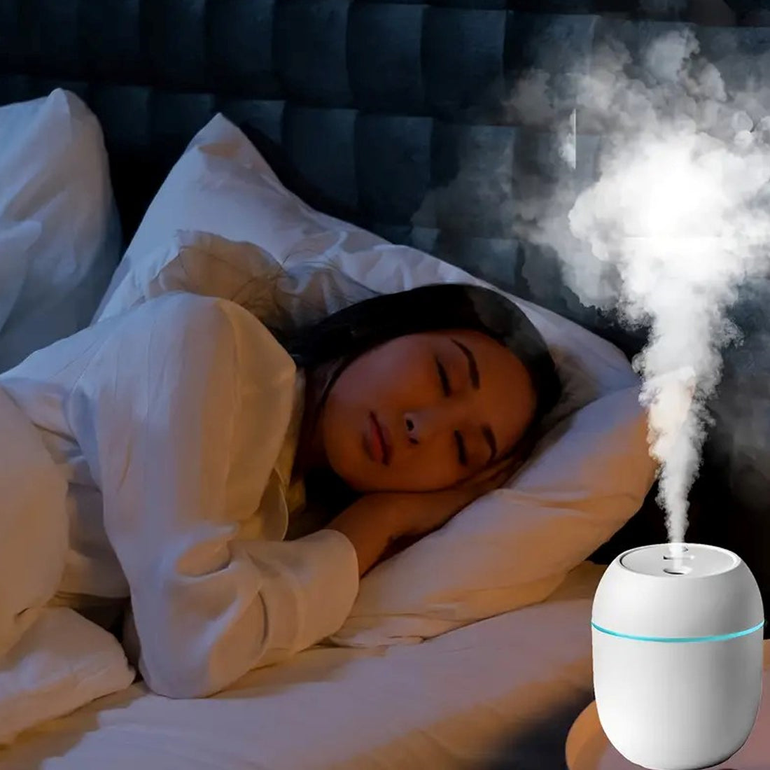 Portable Mini USB Humidifier with Light – 250ml Cool Mist for Home