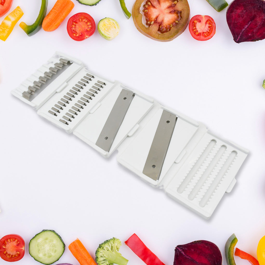 Vegetable Slicer Cutter – 6 Blades with Container & Handle (1 Set)
