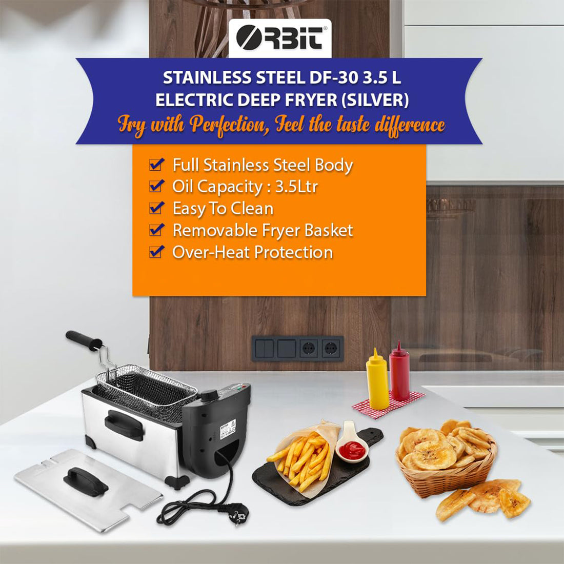 Orbit 2000W Deep Fryer - 3.5L Oil Capacity, Heavy Duty