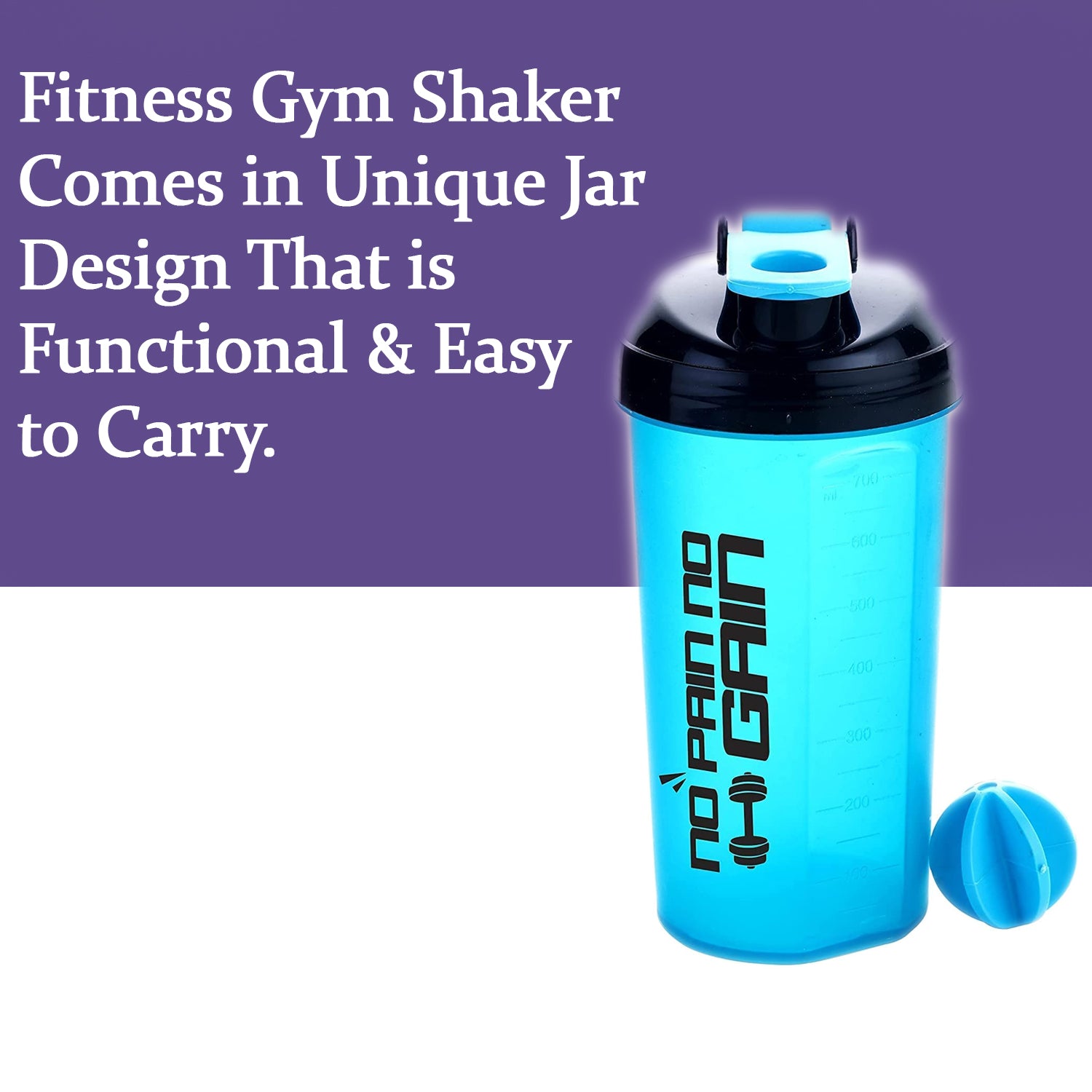 700ml Protein Shaker Bottle with 3-Compartment Powder Storage – Gym Blender
