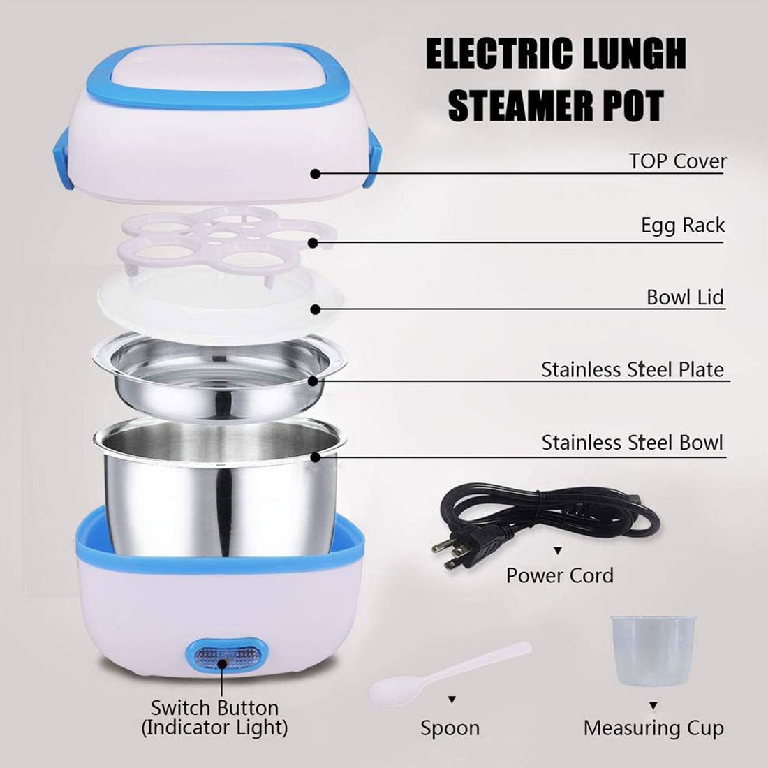 Electric Lunch Box – Portable Food Warmer, Stainless Steel Compartments