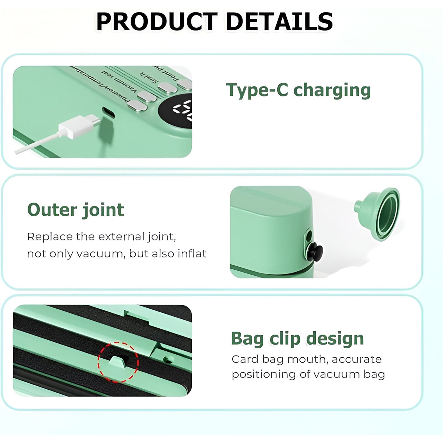 Rechargeable Electric Vacuum Sealer Machine for Food Storage