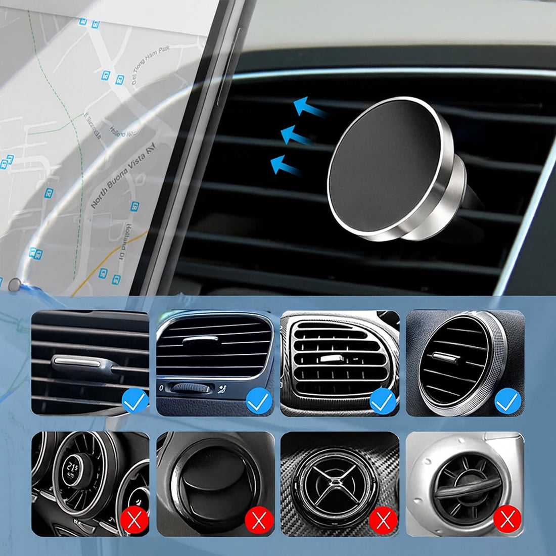 Rotating Magnetic Phone Holder Stand for Car & Desk (1 Pc)