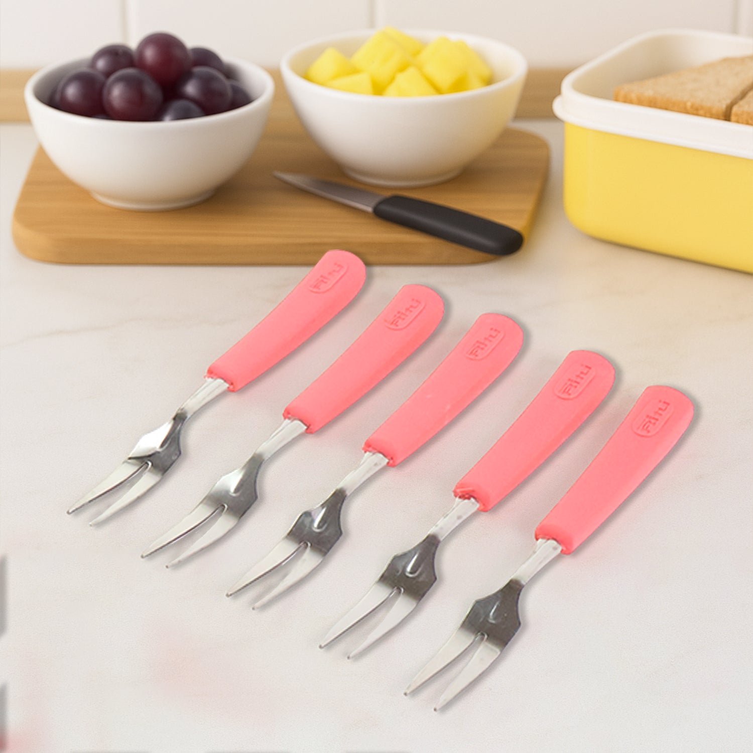 Premium Stainless Steel Fruit Fork Set – 10 Pieces with Non-Slip Handle