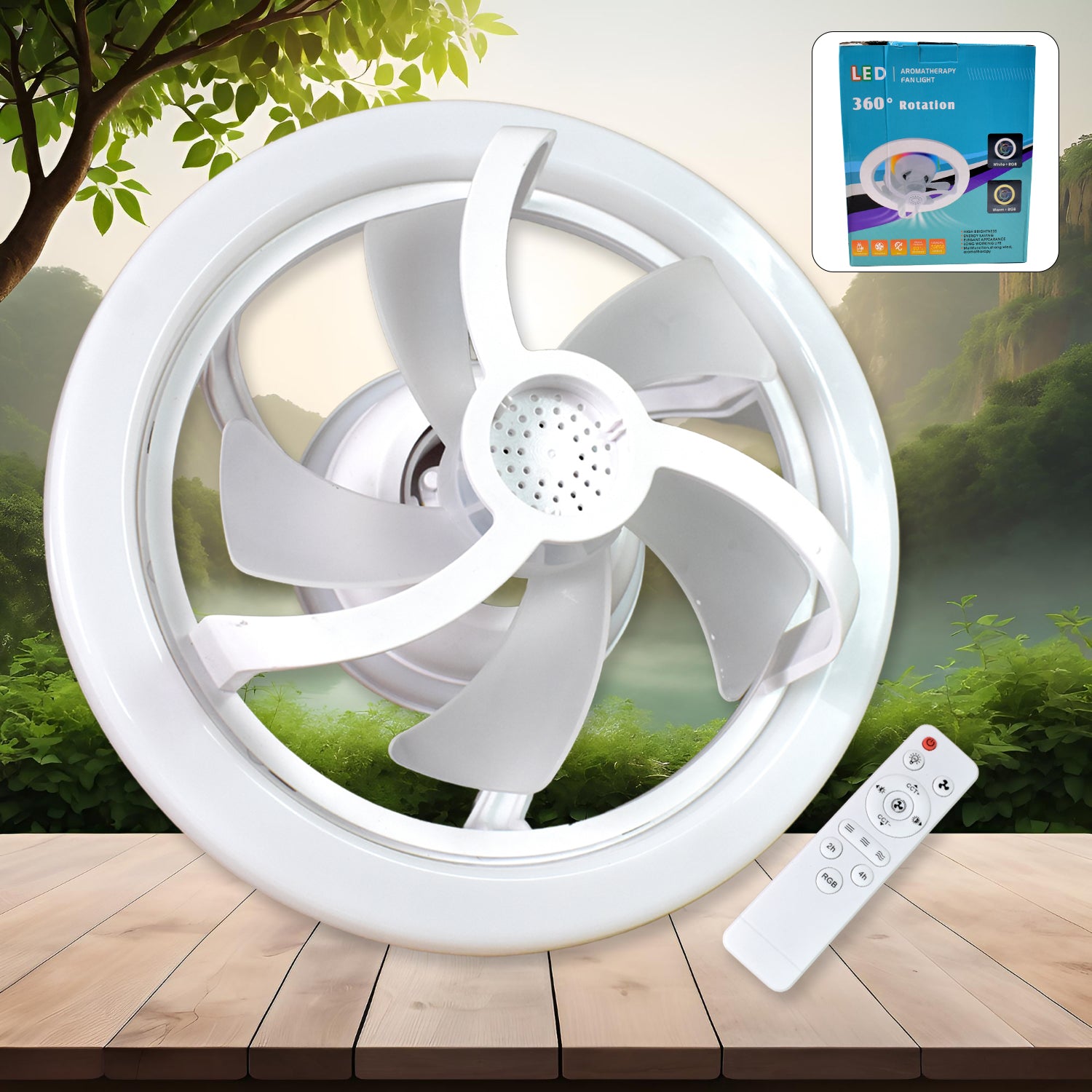 360° Rotating Ceiling Fan Light with Remote Control (1 Pc)