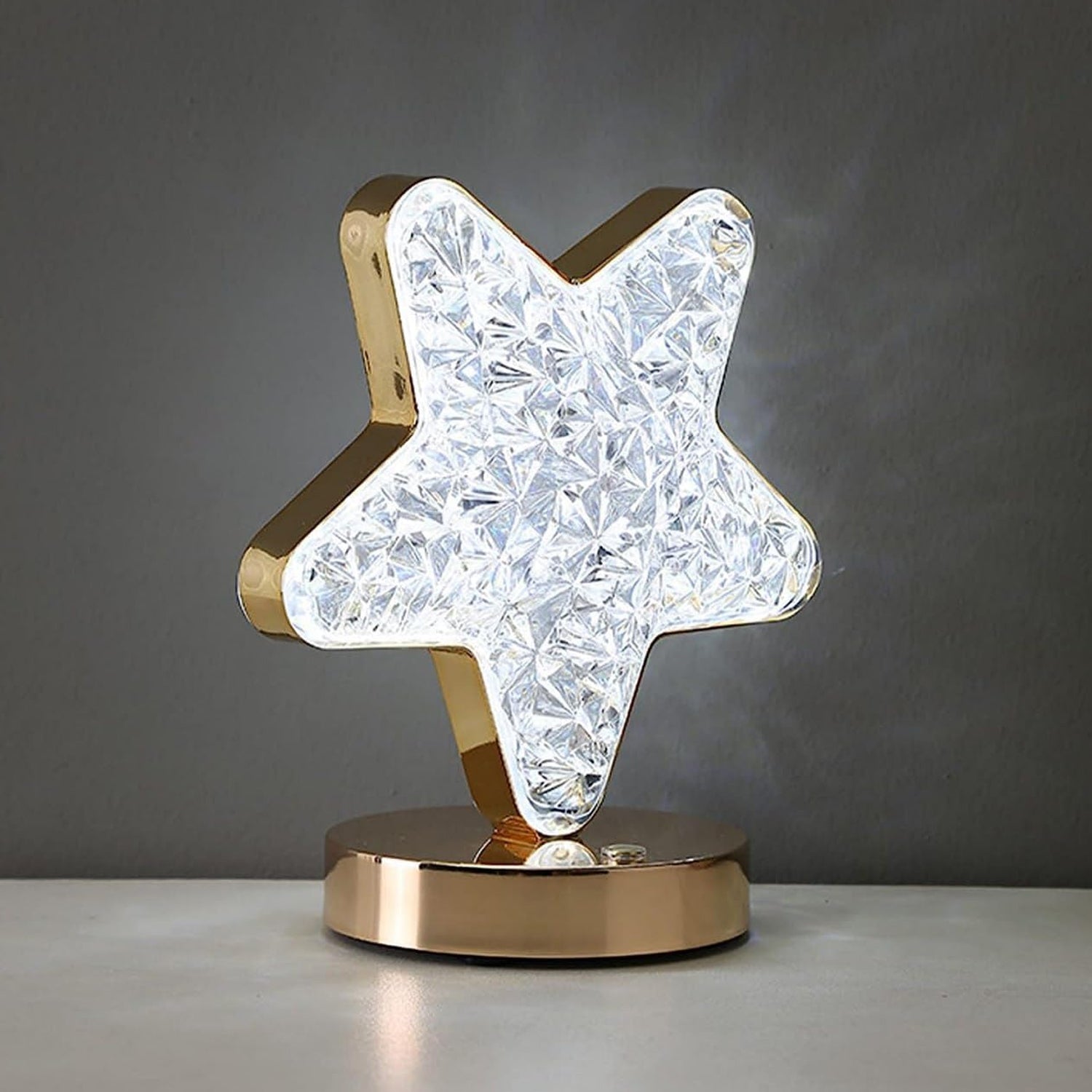 Star-Shaped Crystal Lamp - USB Rechargeable, 3-Way Dimmable, Touch Control