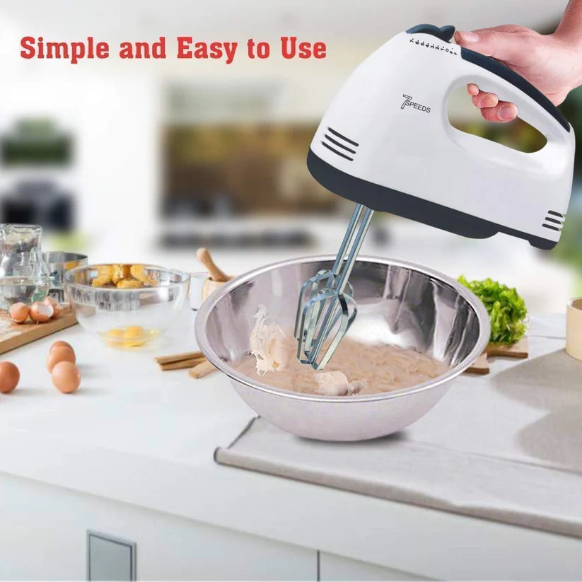 Compact Electric Hand Mixer Blender with Attachments – 7-Speed