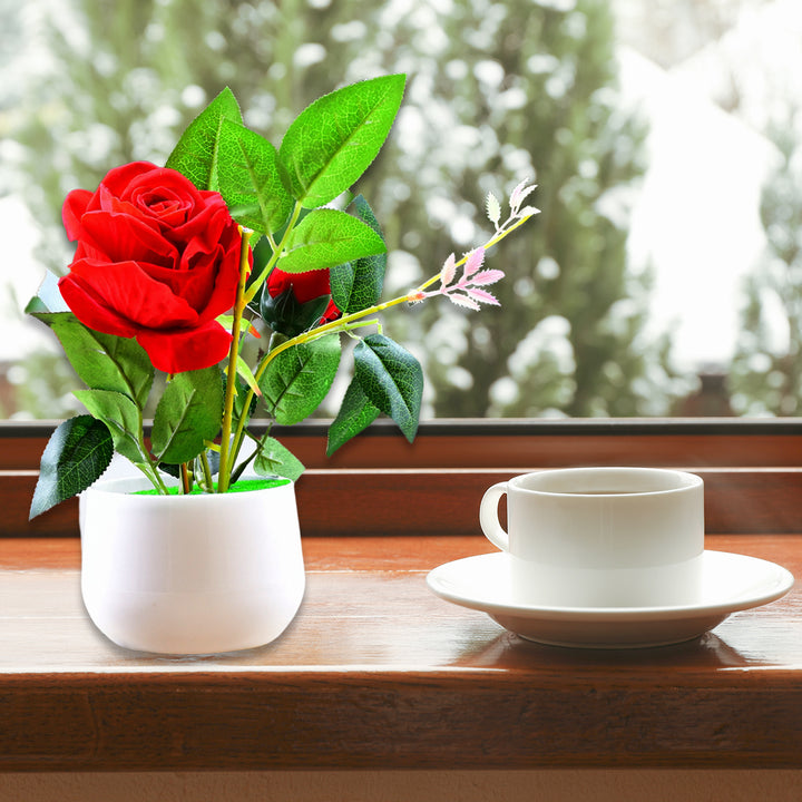 Artificial Rose Flower Plant with Pot | Home, Office & Gift Decor
