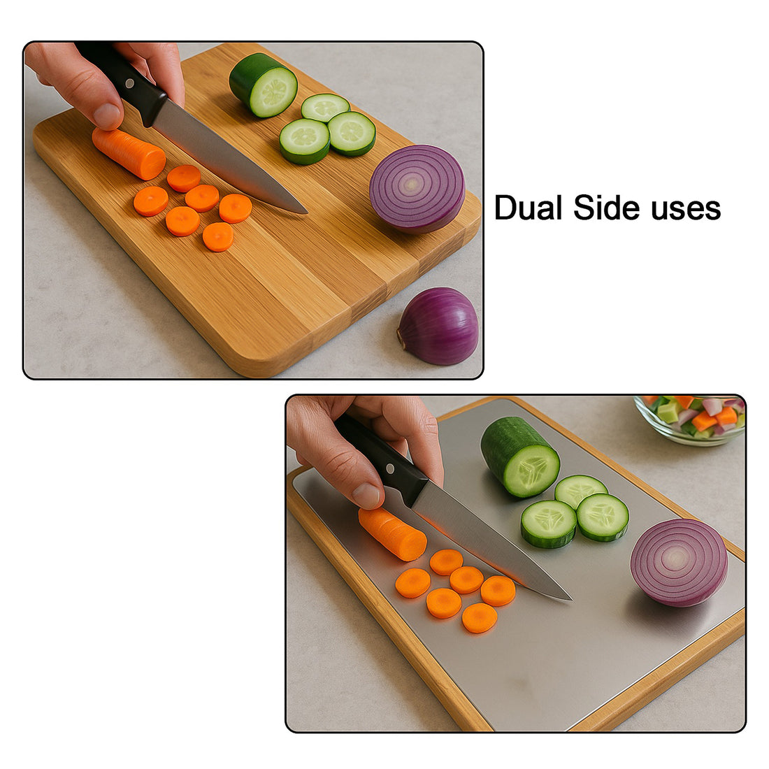 Apex Steel Oak Cutting Board with Wooden Handle – Medium Size (1 Pc)