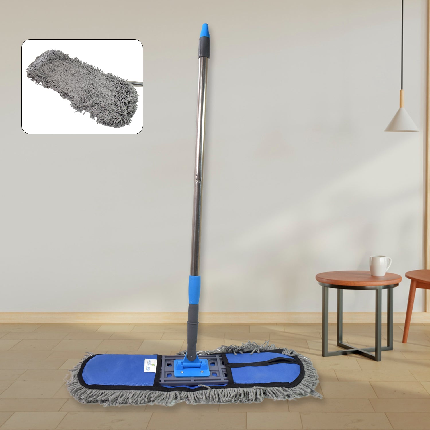 Large Wet & Dry Cotton Pad Floor Mop with Long Aluminum Handle
