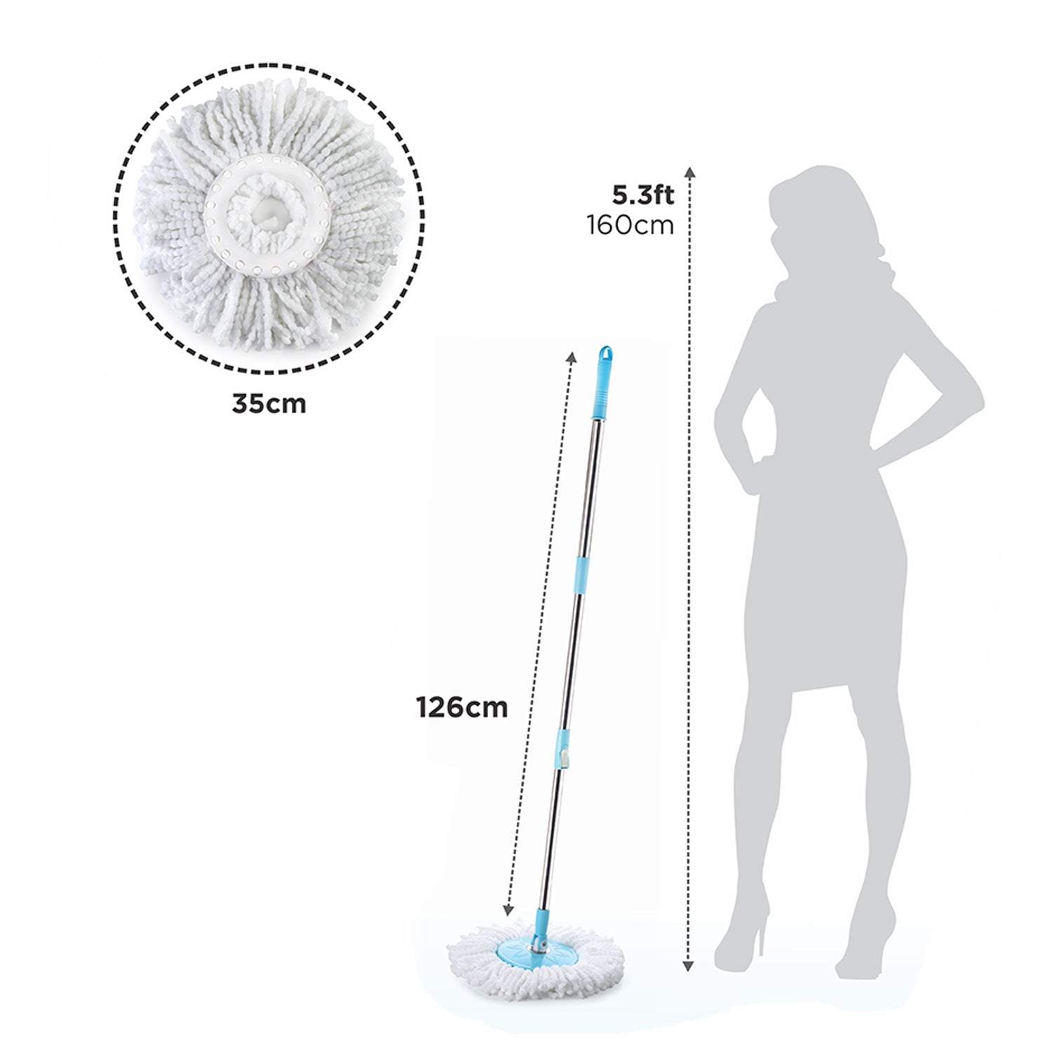 Spin Mop with Big Wheels & Auto Fold Handle – 360° Cleaning Mop