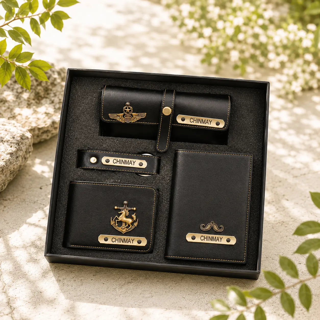 Personalized Men's Gift Set | Wallet, Goggles Case, Passport Cover & Keychain