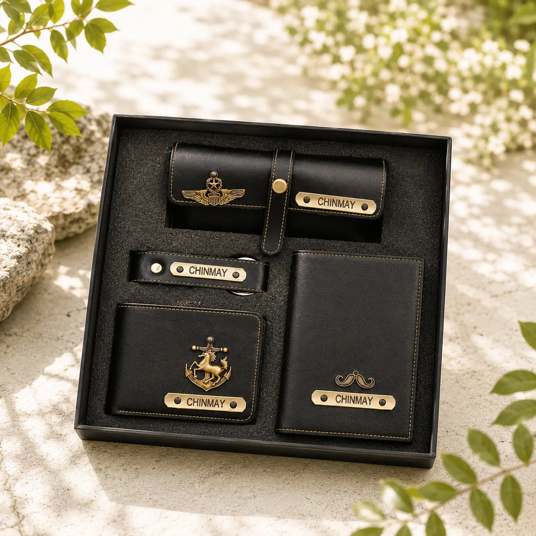 Personalized Men's Gift Set | Wallet, Goggles Case, Passport Cover & Keychain