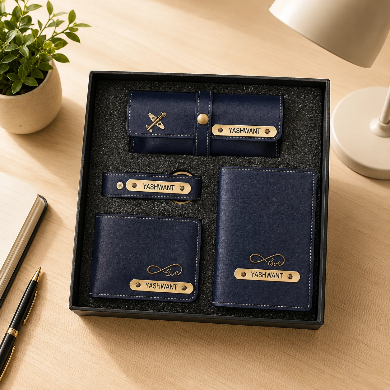 Personalized Men's Gift Set | Wallet, Goggles Case, Passport Cover & Keychain