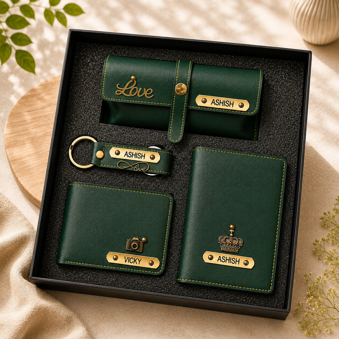 Personalized Men's Gift Set | Wallet, Goggles Case, Passport Cover & Keychain