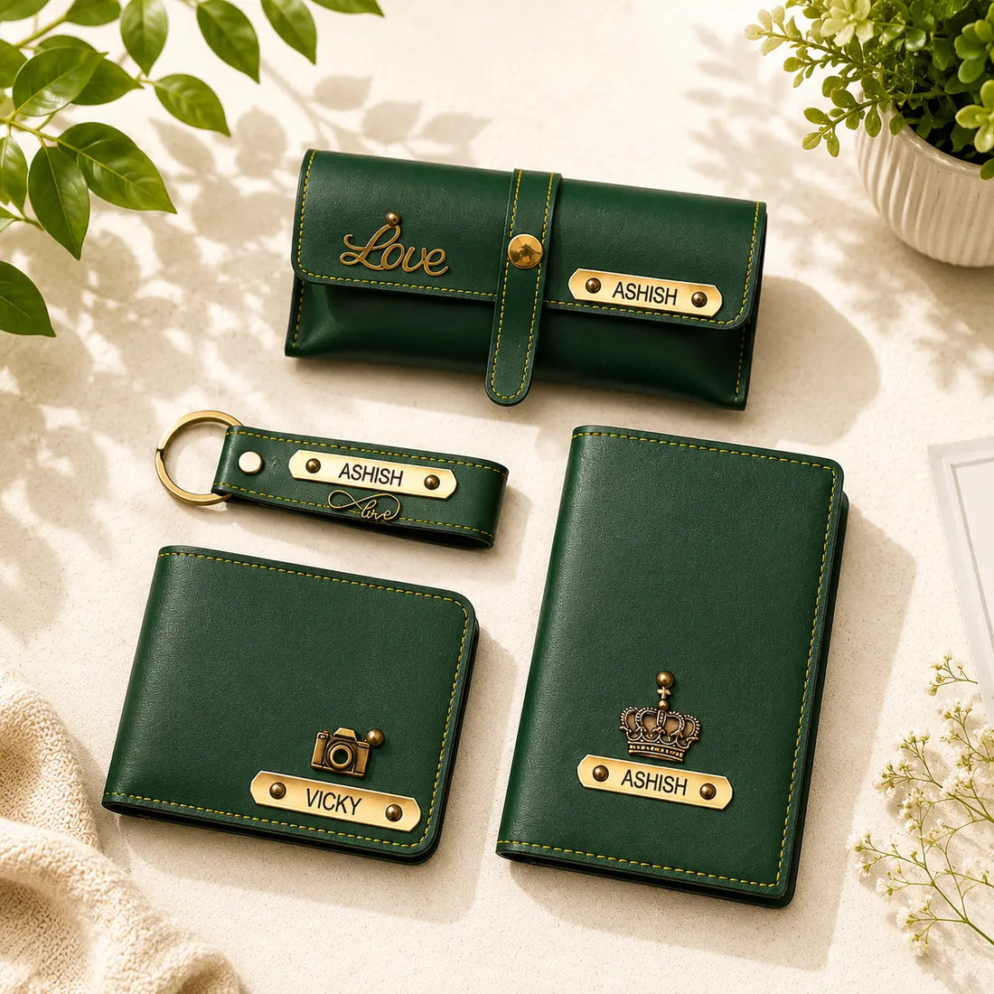 Personalized Men's Gift Set | Wallet, Goggles Case, Passport Cover & Keychain