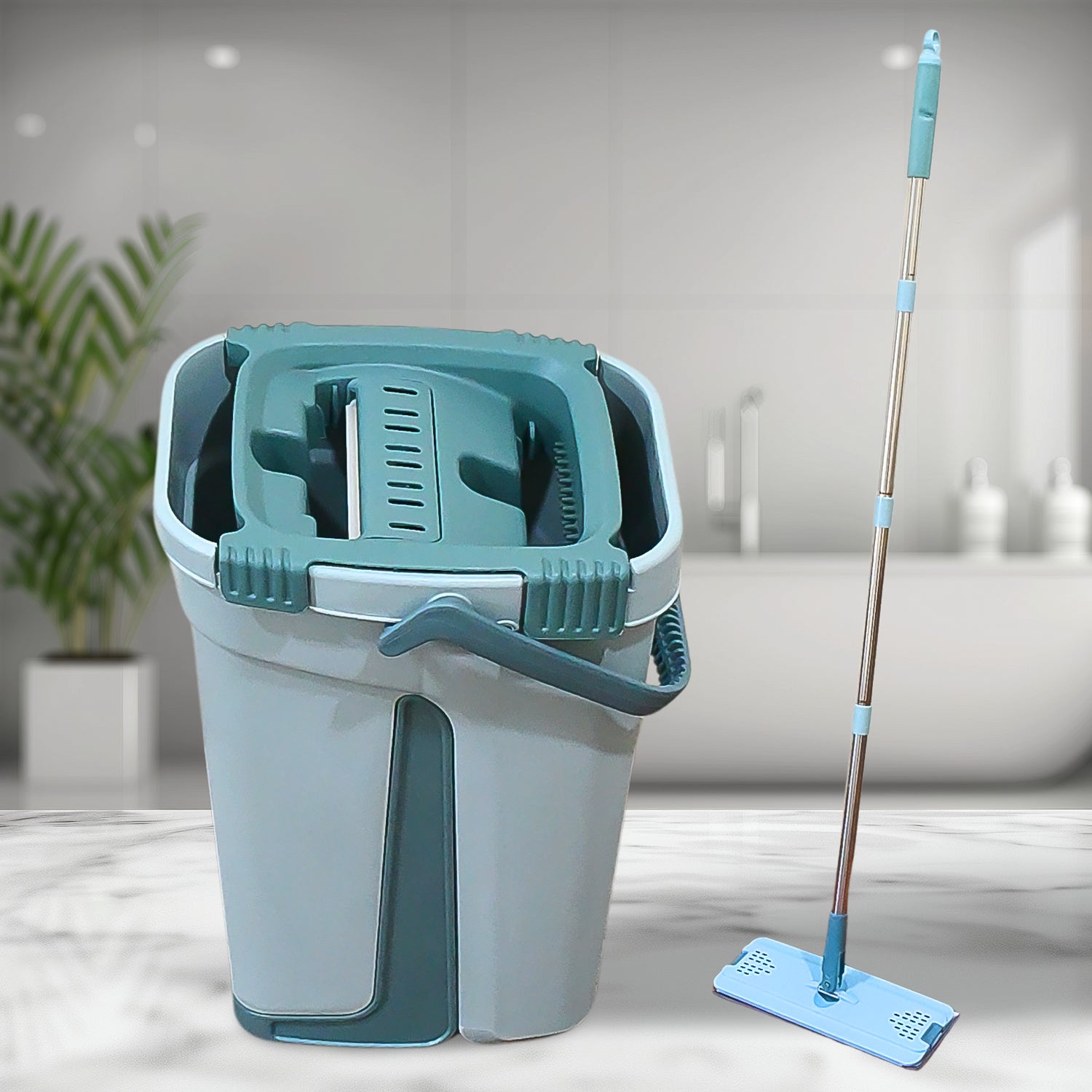 Scratch Cleaning Mop 2-in-1 Self-Cleaning Wash & Dry Flat Mop