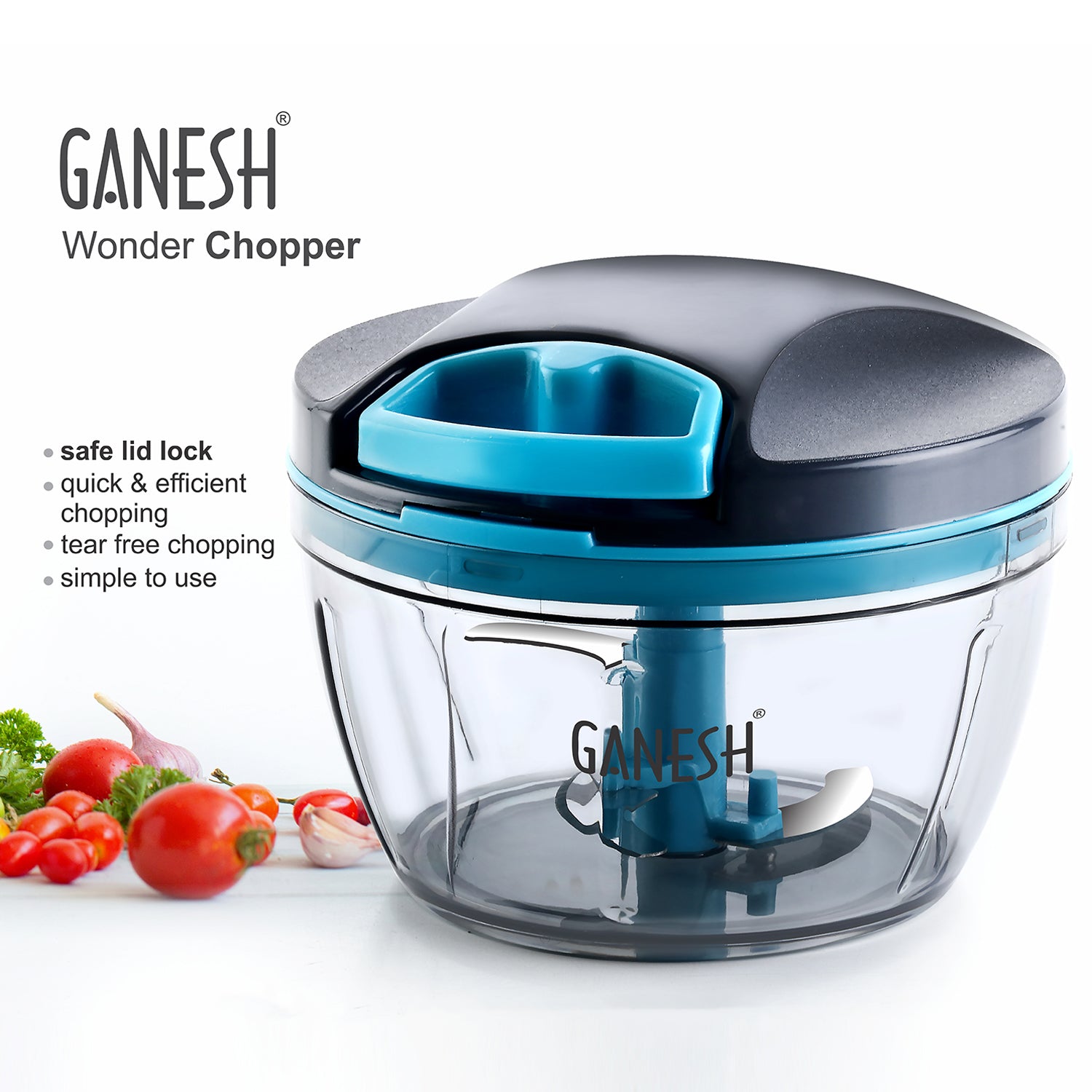 Ganesh Wonder Chopper – 470ml Grey, Efficient Food Chopping Tool