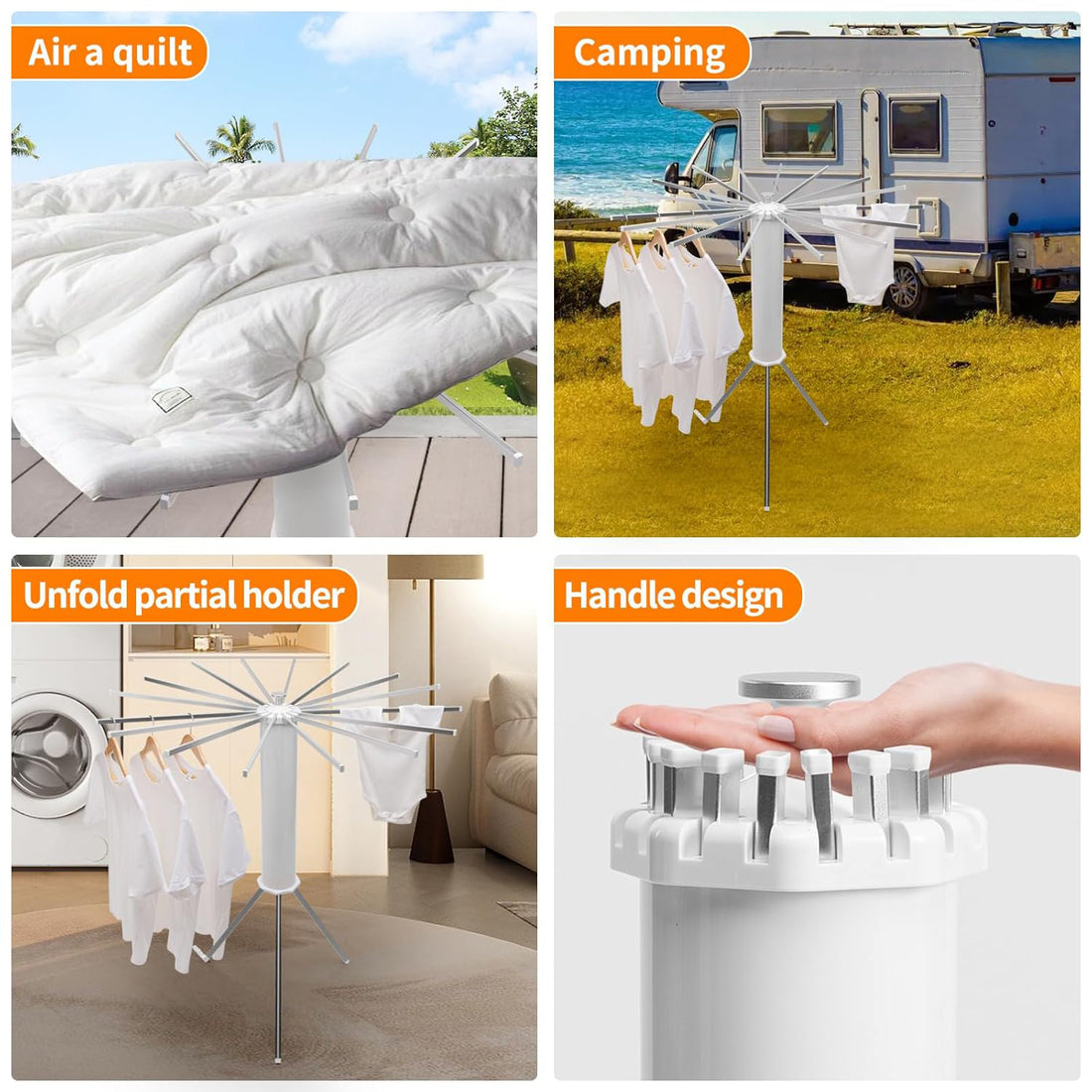 Foldable Rotary Clothes Drying Rack Stand – Space-Saving Design (1 Pc)