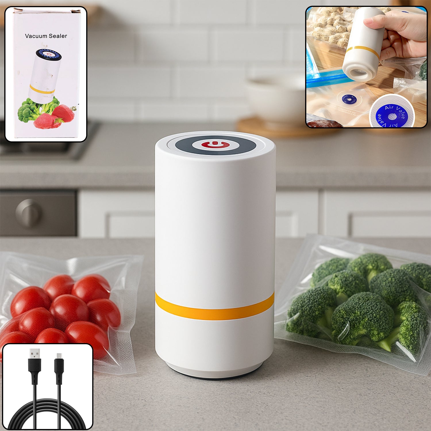 Portable USB Vacuum Sealer Machine – Rechargeable & Compact (1 Pc)