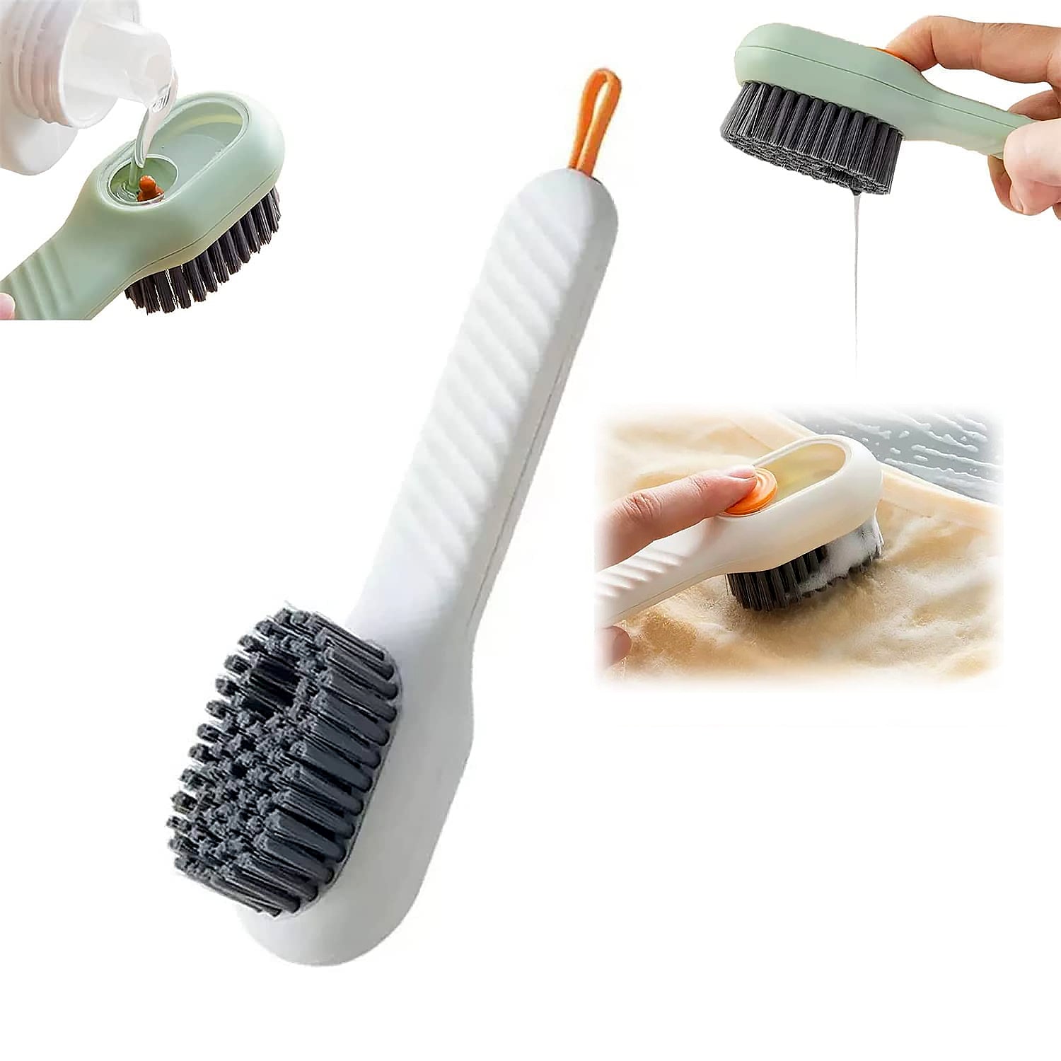 2-in-1 Cleaning Brush with Soap Dispenser – Multi-Surface Use