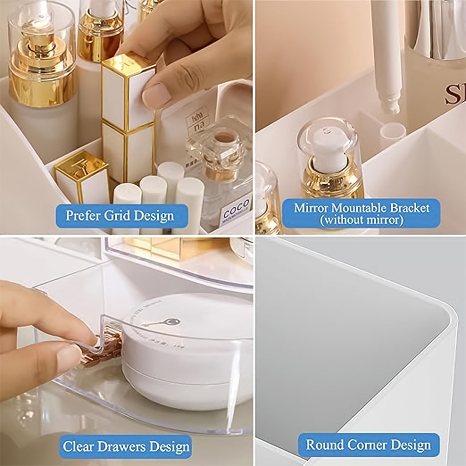 Multi-Functional Plastic Vanity Storage Box – Organizer for Makeup