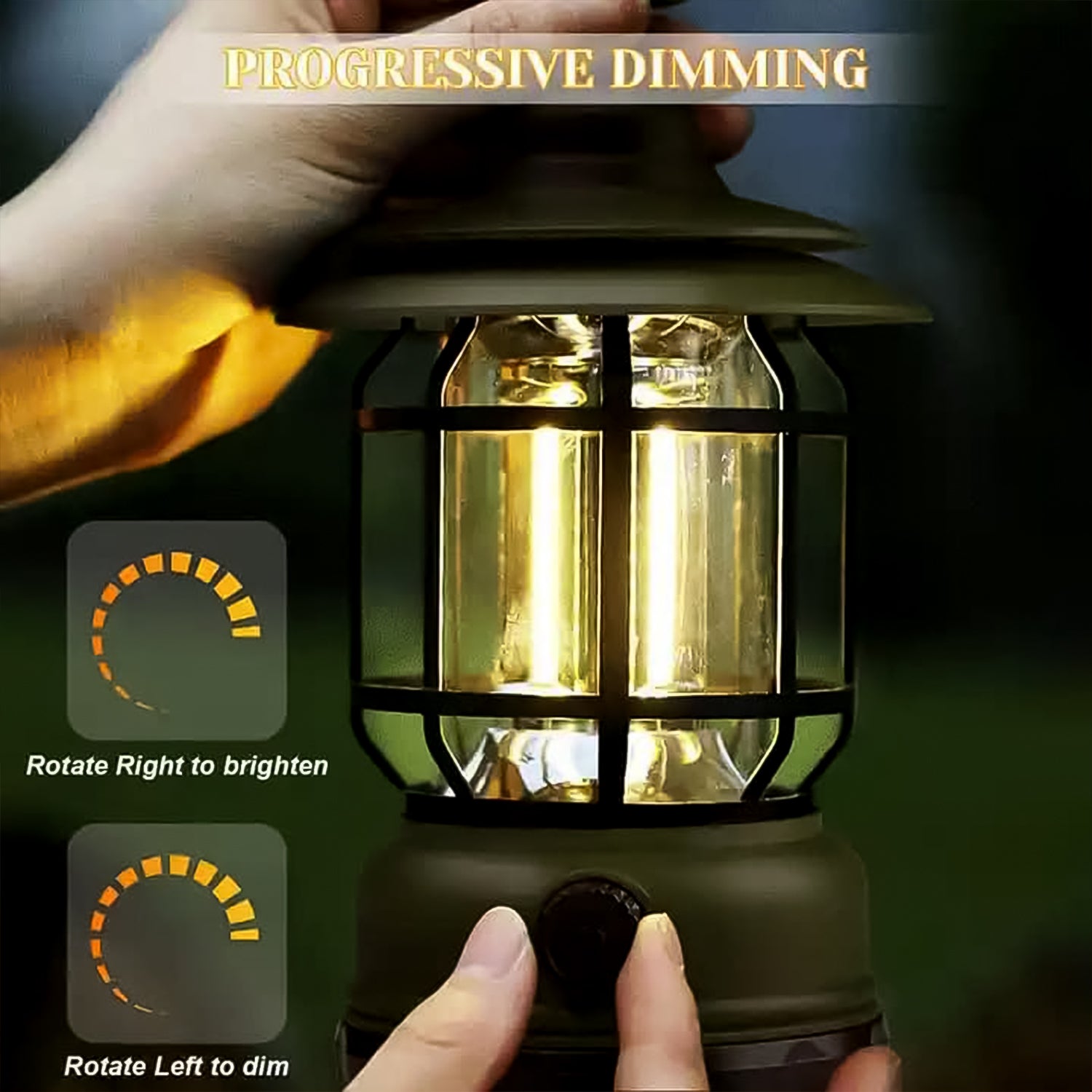 LED Camping Light – Retro Style, Type-C Rechargeable, Battery Powered (1 Pc)
