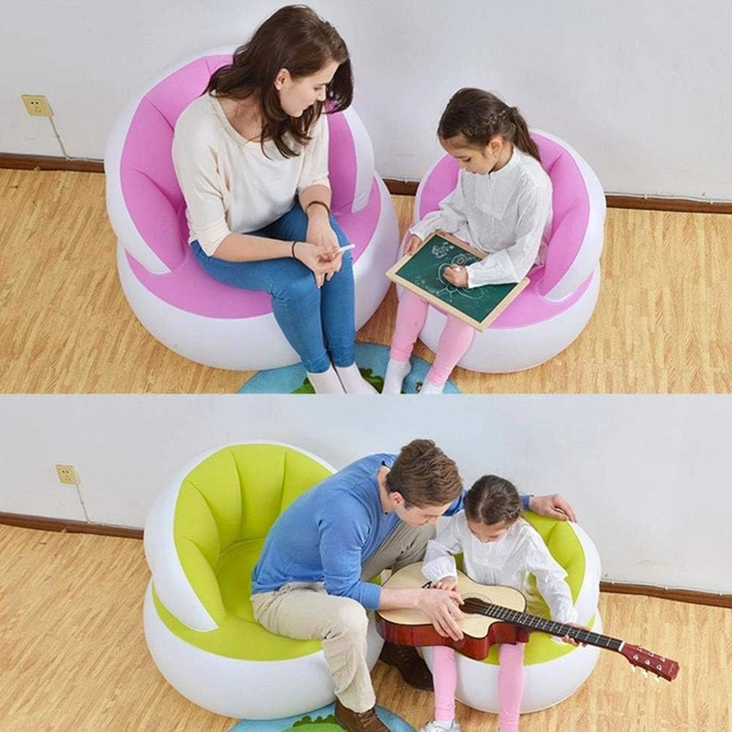 Kids Inflatable Sofa Chair with Backrest & Foot Pump (1 Set)